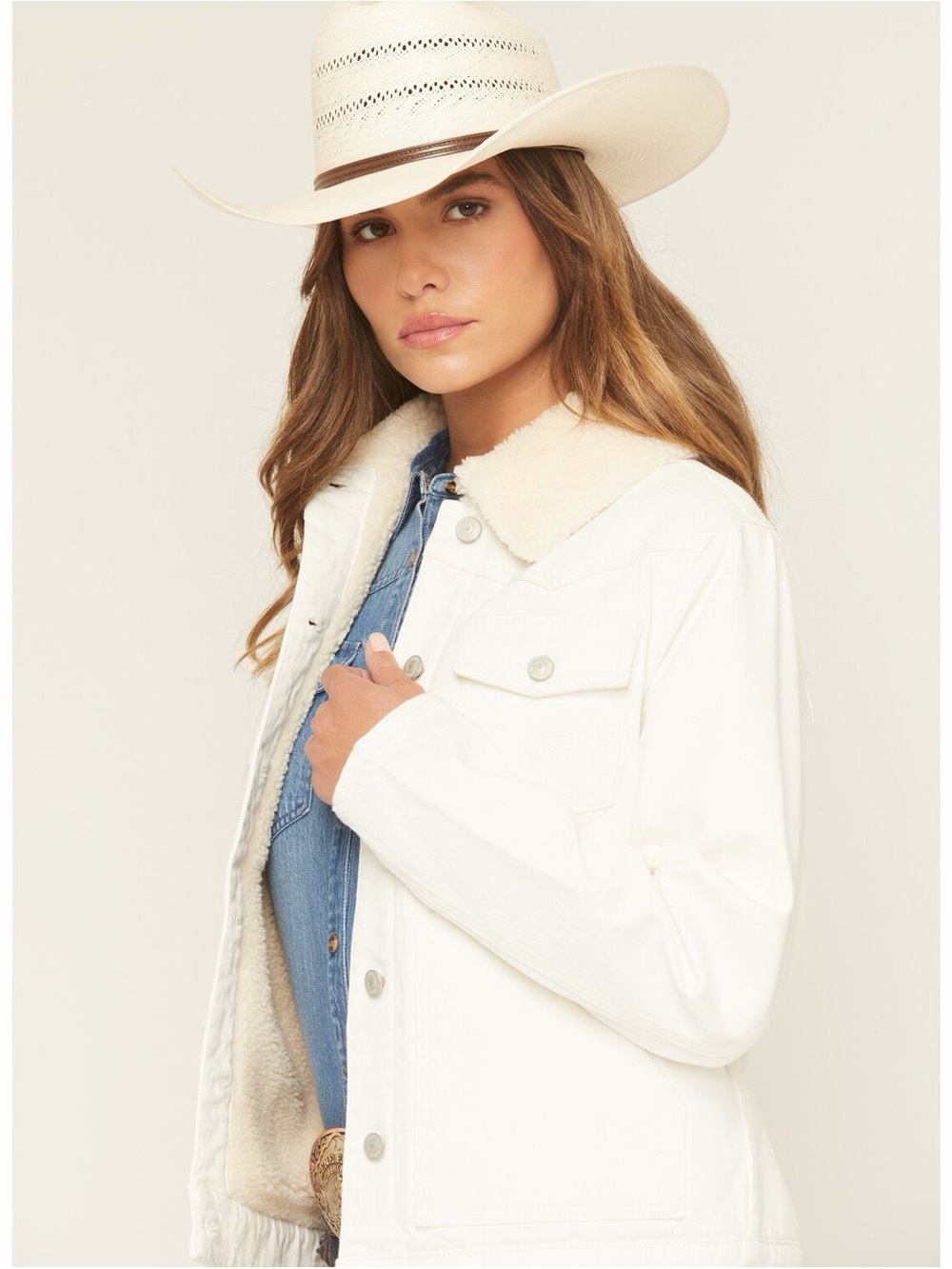 EUC Shyanne Cream Sherpa-Lined Canvas Jacket